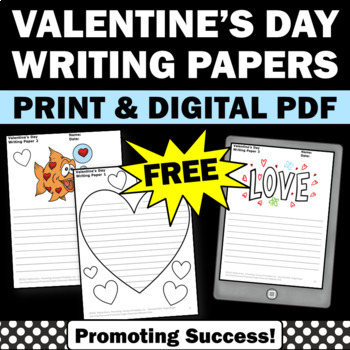 Preview of FREE Valentine's Day Writing Papers Lined Papers Print and Digital EASEL PDF