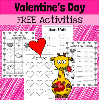 Preview of FREE Valentine's Day activities literacy, math, writing. Kindergarten, 1st Grade