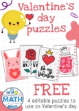 FREE - Valentine's Day number Puzzle - EDITABLE