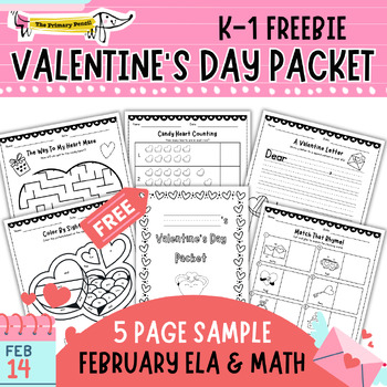 Preview of FREE Valentine's Day Activity Packet | 5 Morning Work Worksheets for February!