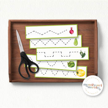 VEGETABLE Cutting Strips, Cut and Paste, Montessori Inspired | TpT