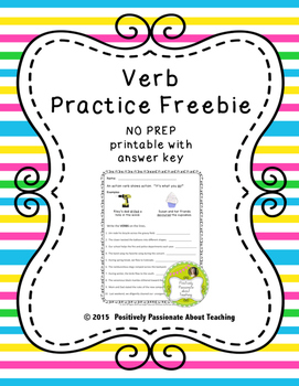 Preview of FREE Verb Practice (No Prep Printable)