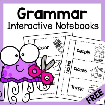 Preview of Verb Noun Adjective Interactive Notebooks Grammar Flip Books