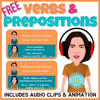 Preview of FREE Verbs and prepositions | Audio & animated