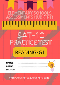 Preview of FREE Version SAT-10 Practice Test in Reading-Grade 1 (Set 1)