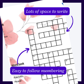 FREE Veterans Day crossword puzzle (challenging) by Learnable Design