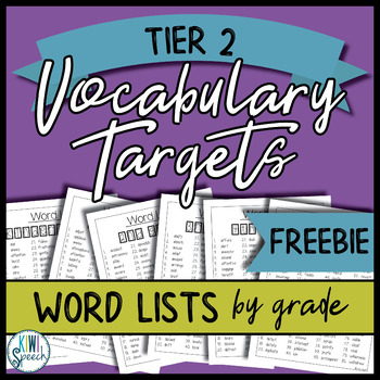 Preview of FREE Vocabulary Targets Word List: K-5 (Tier 2 Words)