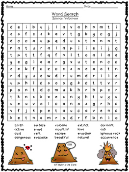 FREE Volcanoes Word Searches 3rd-6th Grade by Teach to the Core | TpT