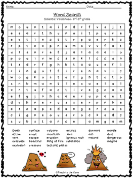 FREE Volcanoes Word Searches 3rd-6th Grade by Teach to the Core | TpT