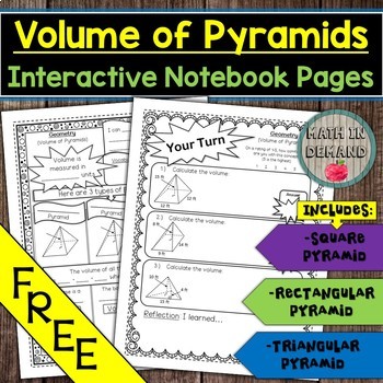 Preview of FREE Volume of Pyramids Math Interactive Notebook Pages