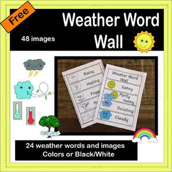 Preview of FREE WEATHER WORD WALL- Vocabulary cards