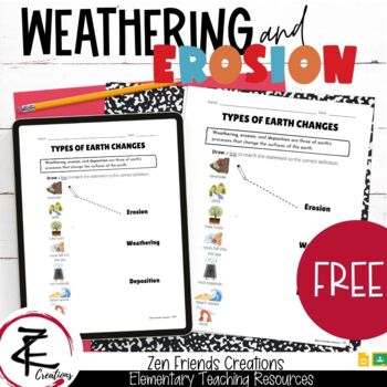 Preview of FREE - WEATHERING & EROSION Worksheet/Google Classroom/Distance Learning/Digital