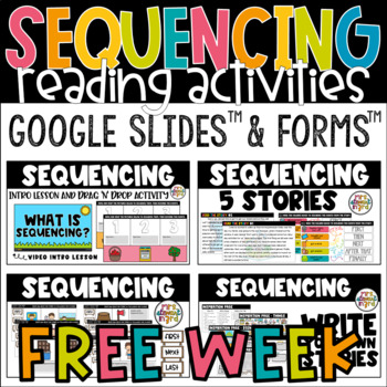 Preview of FREE WEEK Sequencing Digital Reading Activities Google Slides™ & Google Forms™