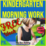 FREE WEEK of Kindergarten Morning Work for Back to School