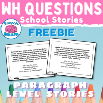 Preview of FREE WH Question Stories with Who, What, Where, When Questions