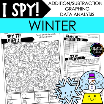 Preview of FREE WINTER I SPY Count and Color, Winter Math and Graphing Activities