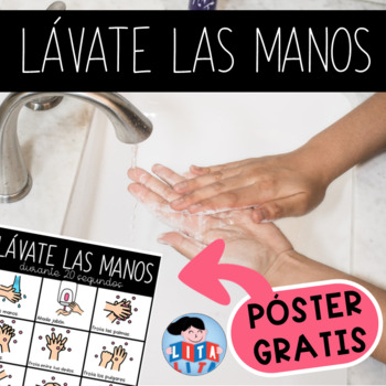 Preview of FREE Wash your hands poster in Spanish