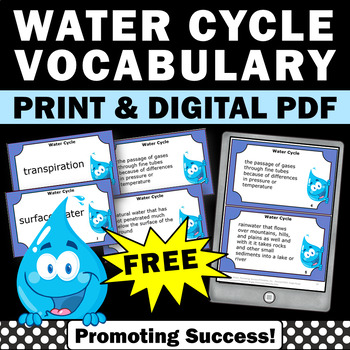Preview of FREE Water Cycle Task Cards 4th 5th Grade Science Center Activities Games
