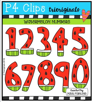 Preview of FREE  Watermelon Numbers {P4 Clips Triorignals Digital Clipart}