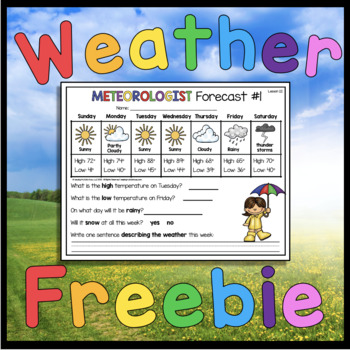 Preview of FREE Weather 7 Day Forecast - Summer Slideshow and Seasons First Grade