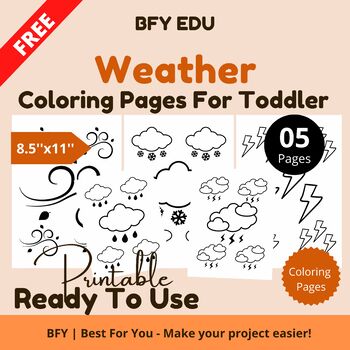 Preview of FREE*Weather* Toddler Coloring Book 8.5x11 05 pages