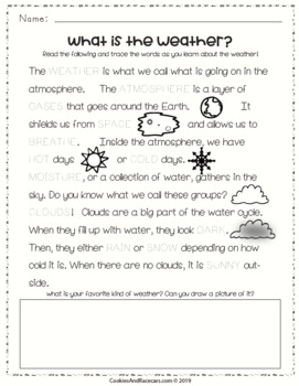 Preview of FREE Weather Worksheet Pack for PreK and Kindergarten (8 pages)