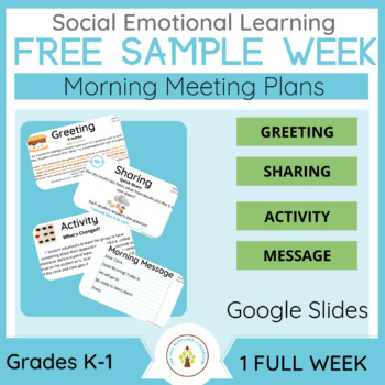 Preview of FREE Week Responsive Classroom Morning Meeting Kindergarten | First Grade | DFY