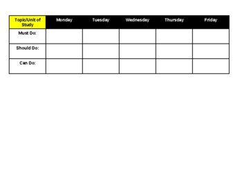 Preview of Weekly Calendar/Student Checklist - DISTANCE LEARNING