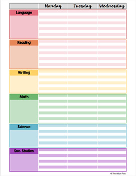 free weekly lesson plan template by teaching double tpt