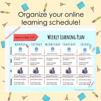 Preview of FREE Weekly Online Learning Schedule Template