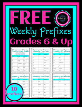 Preview of FREE Weekly Prefixes - Daily Prefix Practice Worksheets and Study Guide