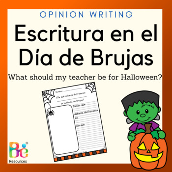 Preview of FREE What should my teacher be for Halloween Opinion Writing Activity in Spanish