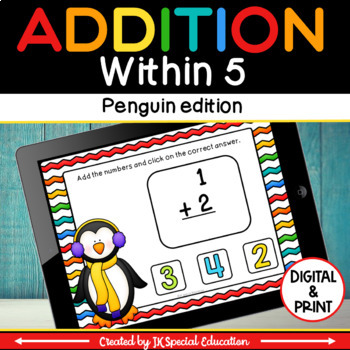 Preview of FREE Winter Addition to 5 game for Google Slides with Penguins
