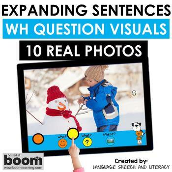Preview of FREE Winter Boom Cards™ Speech Therapy,  Real Photos,  WH Question Visuals, GIFs