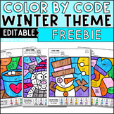 FREE Winter Editable Color by Code Sight Words, Alphabet a