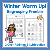 FREE!  Winter Double Digit Addition & Subtraction With Regrouping