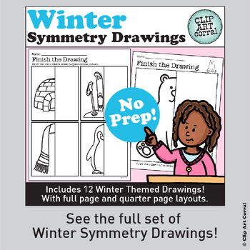 FREE! Winter Line of Symmetry Drawing – Math Art Center by Clip Art Corral