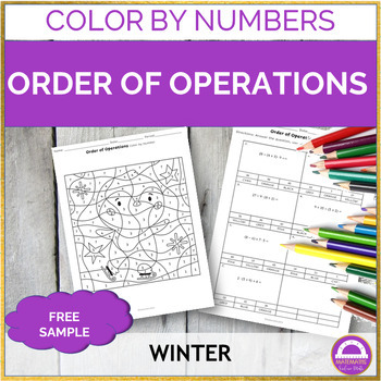 Preview of FREE Order of Operations Color by Number | Winter Math Activity