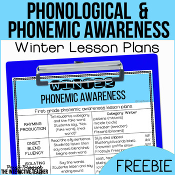 Preview of FREE Winter Phonological Awareness & Phonemic Awareness Activities & Lesson Plan
