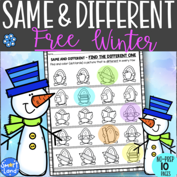 Preview of FREE Winter Same and Different Worksheets