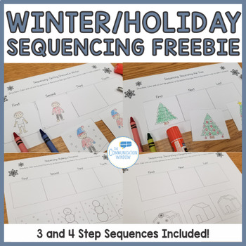 Preview of FREE Winter and Christmas Sequencing Cut and Glue Worksheets