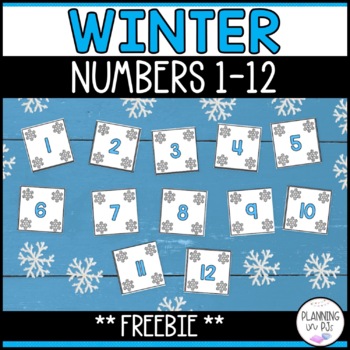 Preview of FREE Winter Snowflake Number Cards from 1-12