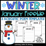 FREE Winter Snowman January Poem Template Acrostic Poem Po
