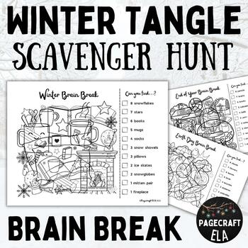 Preview of FREE Winter Tangle Brain Break | Visual Scavenger Hunt | Last Day of School