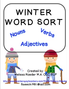 Preview of FREE ~Winter Word Sort~ Nouns, Verbs, & Adjectives