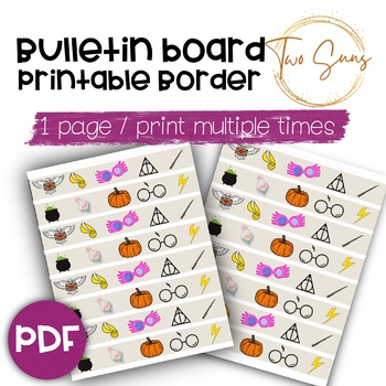 Preview of FREE Wizard Themed Mini Bulletin Board Border, Printable Border, PDF Format