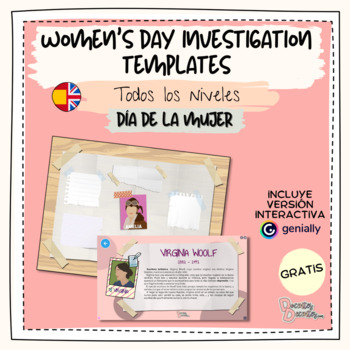 Preview of FREE Women's Day Investigation Templates - Plantillas día de la mujer (Eng/Esp)