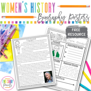Preview of FREE Women's History Month Biography Poster and Article | Jane Goodall