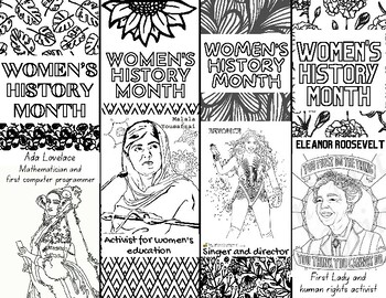 Preview of FREE Women's History Month coloring bookmarks - PDF download