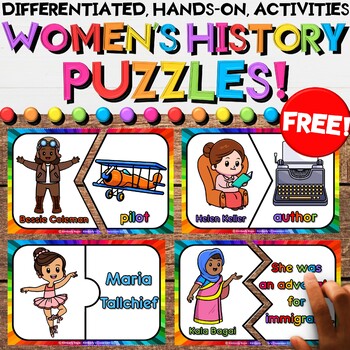 Preview of FREE Women's History Puzzle Activities with Important Facts About Each Figure